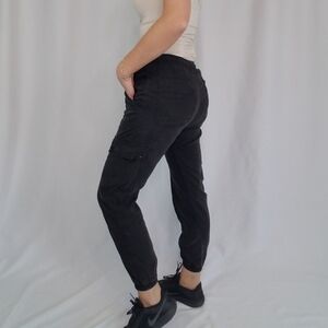 Dress Forum Black Color Distressing Light Weight Tencel Cargo Jogger Pants